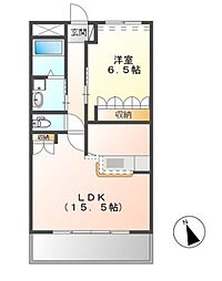 JR常磐線 取手駅 徒歩17分の賃貸マンション 3階1LDKの間取り