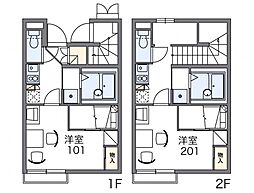 レオパレスセードル 2階1Kの間取り