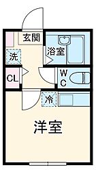 Beach Lagoon杉田 2階ワンルームの間取り
