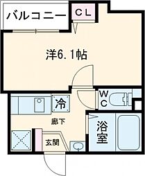 パークサイド堀切 1階1Kの間取り