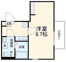 グランツ杉田 4階1Kの間取り