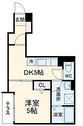 トルナーレ 1階1DKの間取り