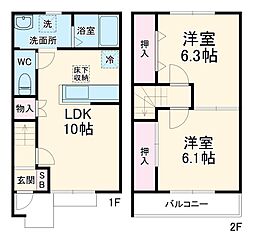 カーサ　ベルデ 1階2LDKの間取り
