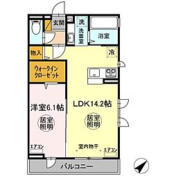 エースコート　I 3階1LDKの間取り