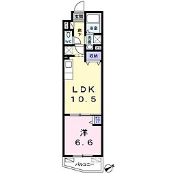 グランシャルマン 1LDKの間取図画像