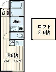 ポールスター 1階ワンルームの間取り