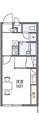 レオパレスＫＳＳ 2階1Kの間取り