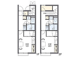 JR両毛線 前橋駅 バス25分 龍蔵寺町下車 徒歩10分の賃貸アパート 2階1Kの間取り