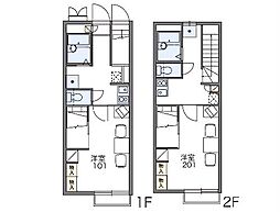 レオパレスドルフ 2階1Kの間取り