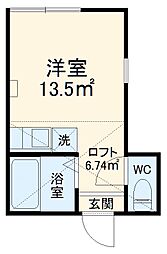 ユナイト大岡ギルバート・グレイプ 1階ワンルームの間取り