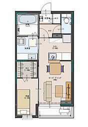 パークヒルズ 2階1LDKの間取り
