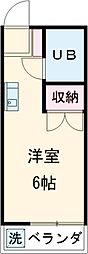京王高尾線 めじろ台駅 徒歩14分の賃貸マンション 1階ワンルームの間取り