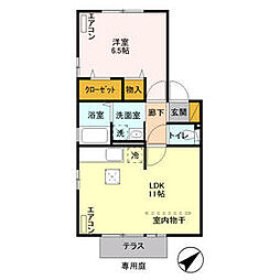 JR両毛線 岩宿駅 徒歩17分の賃貸アパート 1階1LDKの間取り