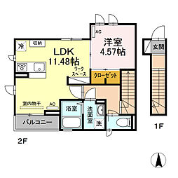 アリドゥリア都立大学 1LDKの間取図画像