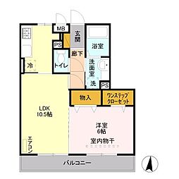 Ｄ’クレアーレ 2階1LDKの間取り
