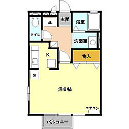 アムール　Ａ 1階ワンルームの間取り