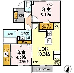 Ｇｒａｎｄ　Ｗｉｎｄｓ　Ｔｓｕｋｕｂａ　IV 1階2LDKの間取り