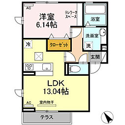パピヨン　B 1階1LDKの間取り