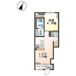 JR上越線 井野駅 46kmの賃貸アパート 1階1LDKの間取り