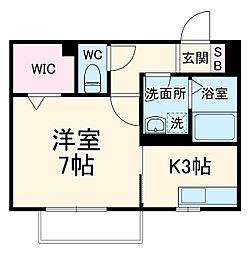 東武野田線 六実駅 徒歩3分の賃貸アパート 1階1Kの間取り