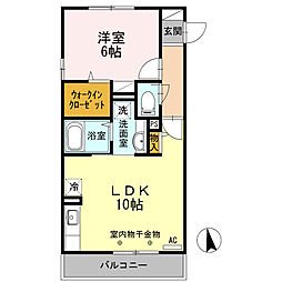 アンドミーワ 3階1LDKの間取り