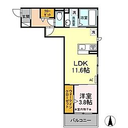 PrimaMaison(プリマメゾン) 3階1LDKの間取り