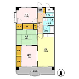ロワイヤル 3階3LDKの間取り