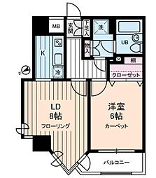 東京メトロ丸ノ内線 新中野駅 徒歩4分の賃貸マンション 6階1LDKの間取り