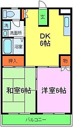 コートヴィレッジ洛西 3階2DKの間取り