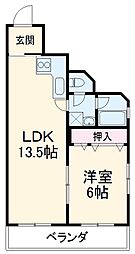 阪急京都本線 桂駅 徒歩5分の賃貸マンション 2階1LDKの間取り