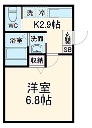 ドムス八千代 1階1Kの間取り