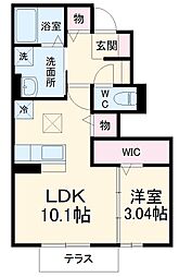 名鉄常滑線 道徳駅 徒歩18分の賃貸アパート 1階1LDKの間取り