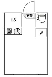 フェリスホーネット 2階ワンルームの間取り