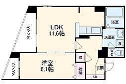 阪急京都本線 西院駅 徒歩13分の賃貸マンション 5階1LDKの間取り