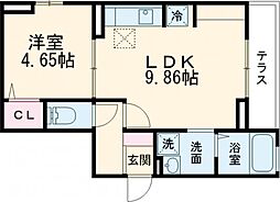 アムール東向島 1階1LDKの間取り