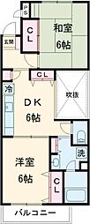 東急目黒線 西小山駅 徒歩7分の賃貸マンション 4階2DKの間取り