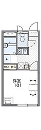 レオパレスイースト3 1Kの間取図画像