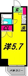 コスモ亀有V 6階1Kの間取り