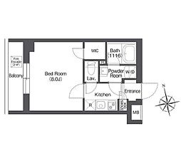 京王線 桜上水駅 徒歩6分の賃貸マンション 2階1Kの間取り