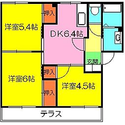 南里ガーデンハウス 3DKの間取図画像
