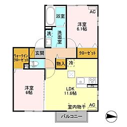 シキレジデンシア 2LDKの間取図画像