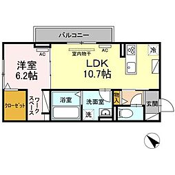 グラン・コート末広通 3階1LDKの間取り