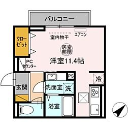 フランボワーズ中島 ワンルームの間取図画像