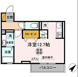 フランボワーズ中島 ワンルームの間取図画像