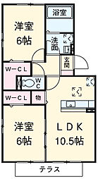 JR総武線 本八幡駅 バス11分 曽谷下車 徒歩7分の賃貸アパート 1階2LDKの間取り