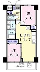 菊水レジデンス綱島1 2LDKの間取図画像