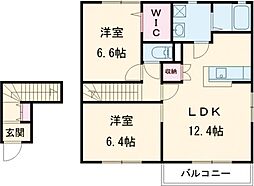 ダイヤメゾン 2階2LDKの間取り