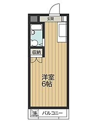 インセゾン弐番館 2階1Kの間取り