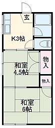 保永荘 2Kの間取図画像