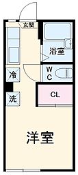コーポみかど 2階ワンルームの間取り